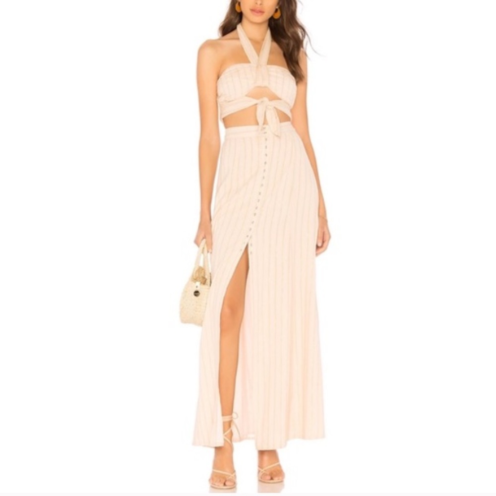 MAJORELLE cactus skirt and crop top in creamsicle